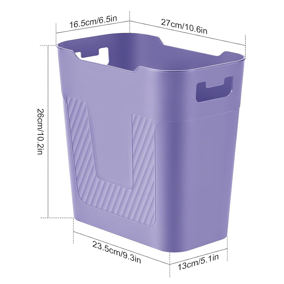 Small Purple Trash Can Wastebasket 2.2 Gallon Badroom Garbage Can
