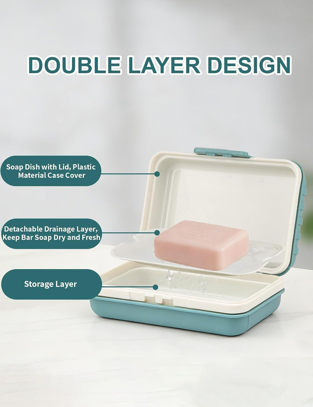 1 Pack Travel Bar Soap Holder Dish, Soap Case Box with Lid for Shower