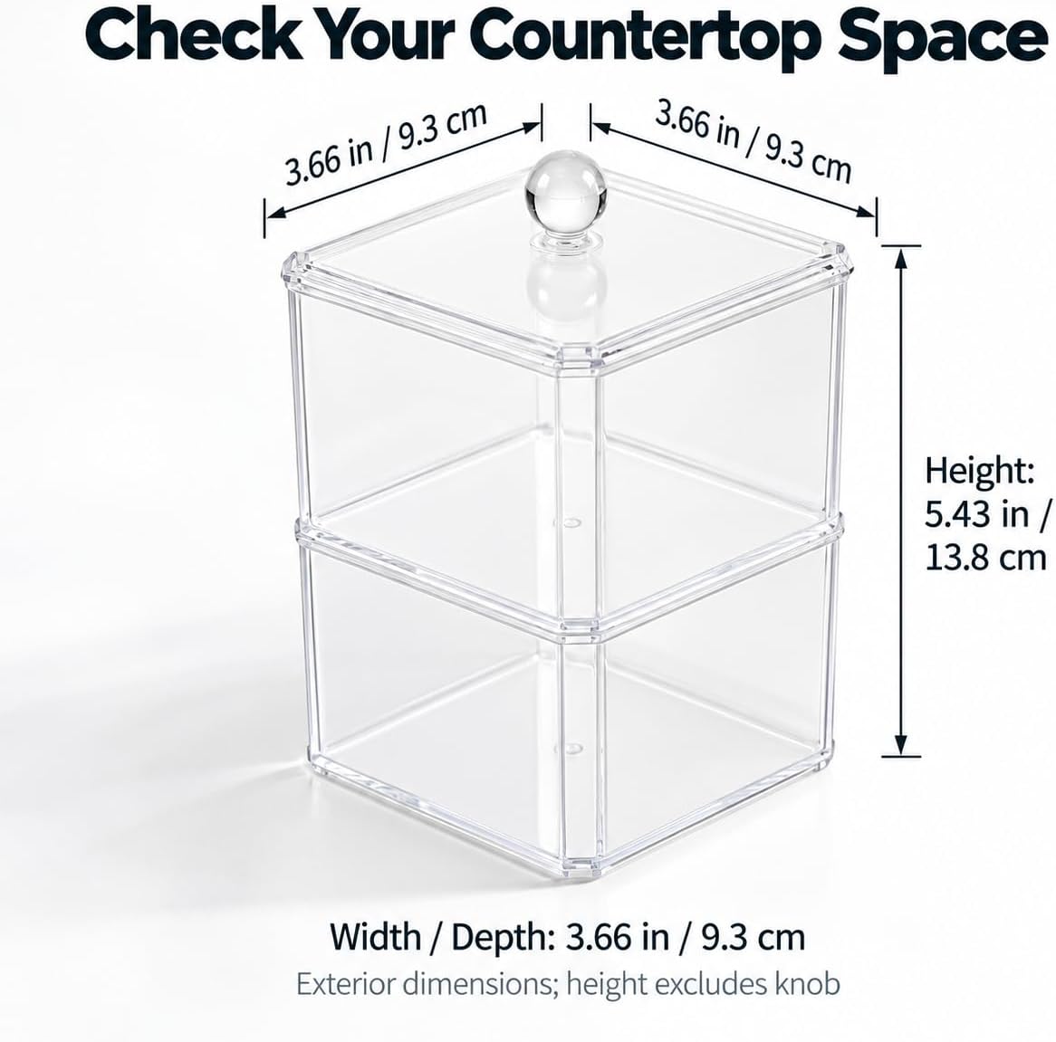 Bathroom Canister, Clear Plastic Lid, Double Layer, Stackable