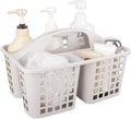 Portable Shower Caddy Basket Plastic Storage Basket with Divided Light Grey