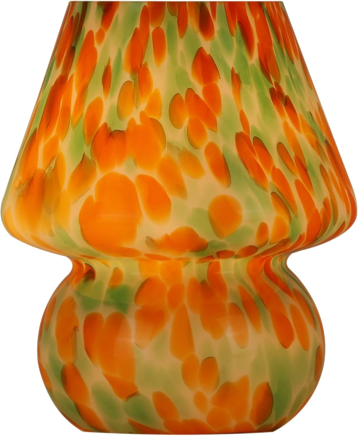 Mushroom Lamp Set of 2, Small Glass Table Lamp, Bedside Nightstand Lamp, Cute Desk Lamp for Bedroom, Dorm, Living Room & Kitchen, Classic Vintage Home Decor Lamp (2, Green&Orange)