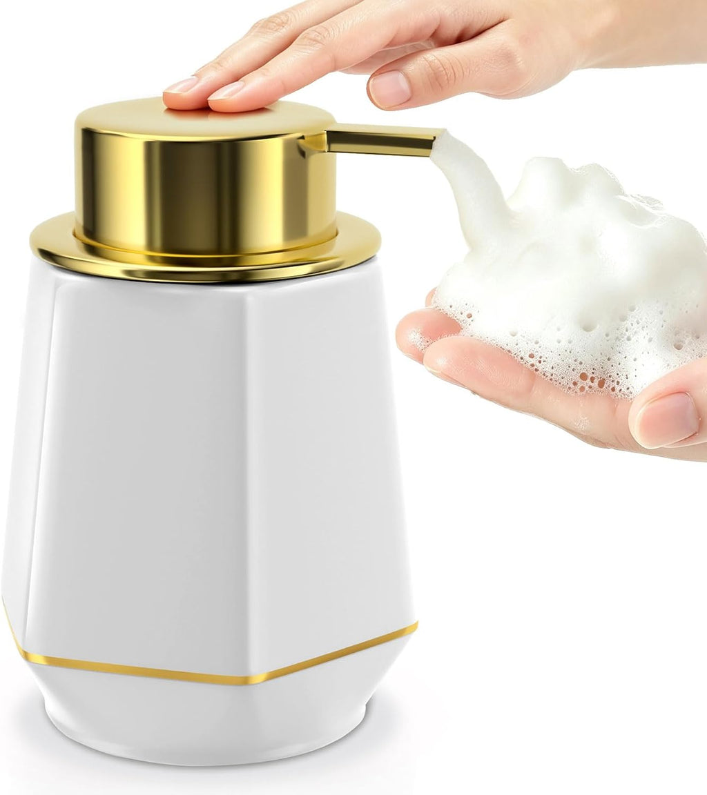 Natheeph 12oz Ceramic Foaming Soap Dispenser for Bathroom Kitchen Liquid