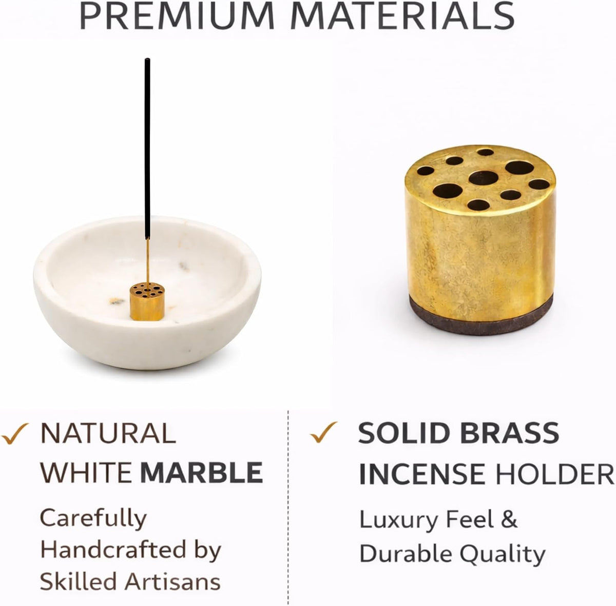 Natural Marble and Brass Incense Holder