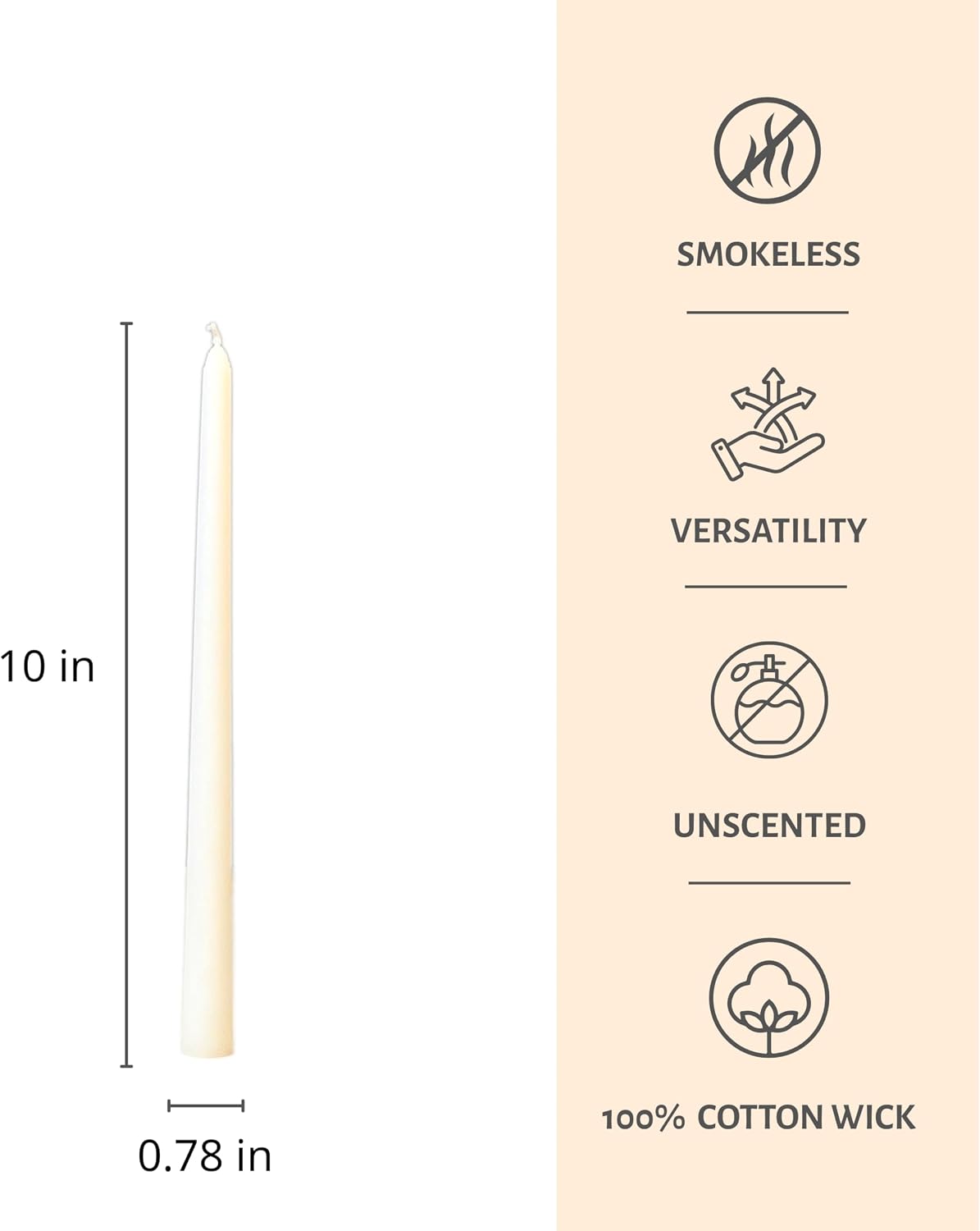 Taper Candles 10 Inch 12 Pack White – CW Studio Unscented Smokeless Candlesticks, 7-8 Hour Clean Burn – Elegant Dinner Table Centerpiece for Wedding, Holiday Decor & Romantic Dinners