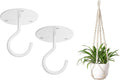 Mkono Macrame Plant Hangers Indoor Hanging Planter Basket and Ceiling Hooks, Decorative Flower Pot Holder No Tassels for Indoor Outdoor Home Decor, Ivory