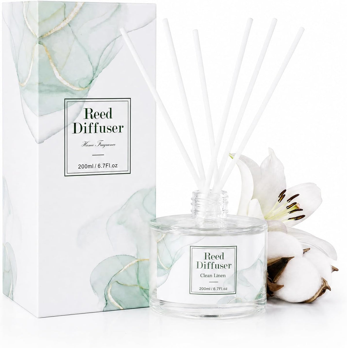 Reed Diffuser Set, Clean Linen, 6.7 Fl Oz, Home Fragrance