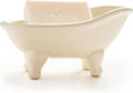 Soap Dish, Ceramic Soap Holder with Drainage for Shower, 1 Pack Bar Soap Tray, Keep Soap Dry & Easy Clean, Sponge Holder for Bathroom, Bathtub Kitchen Sink (Crème)