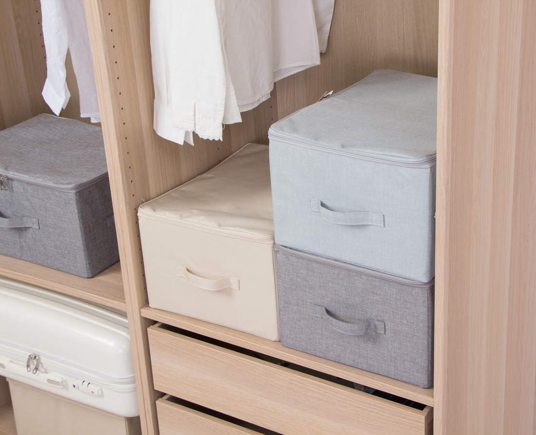 Fabric Storage Bins with Lid, Folding Large Clothes Storage Bin for Bedroom