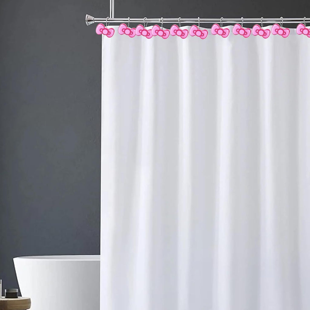12-Piece Purple Bow Shower Curtain Hooks for Bathroom