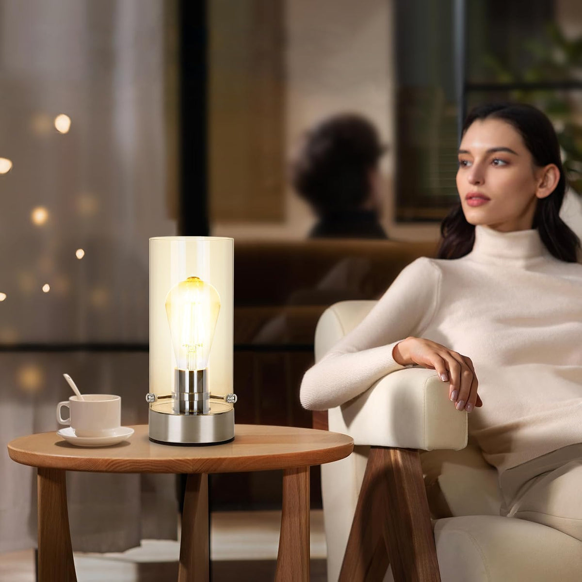 Table Lamp for bedroom, Modern Glass Lamp Bedside Lamps for Night stands
