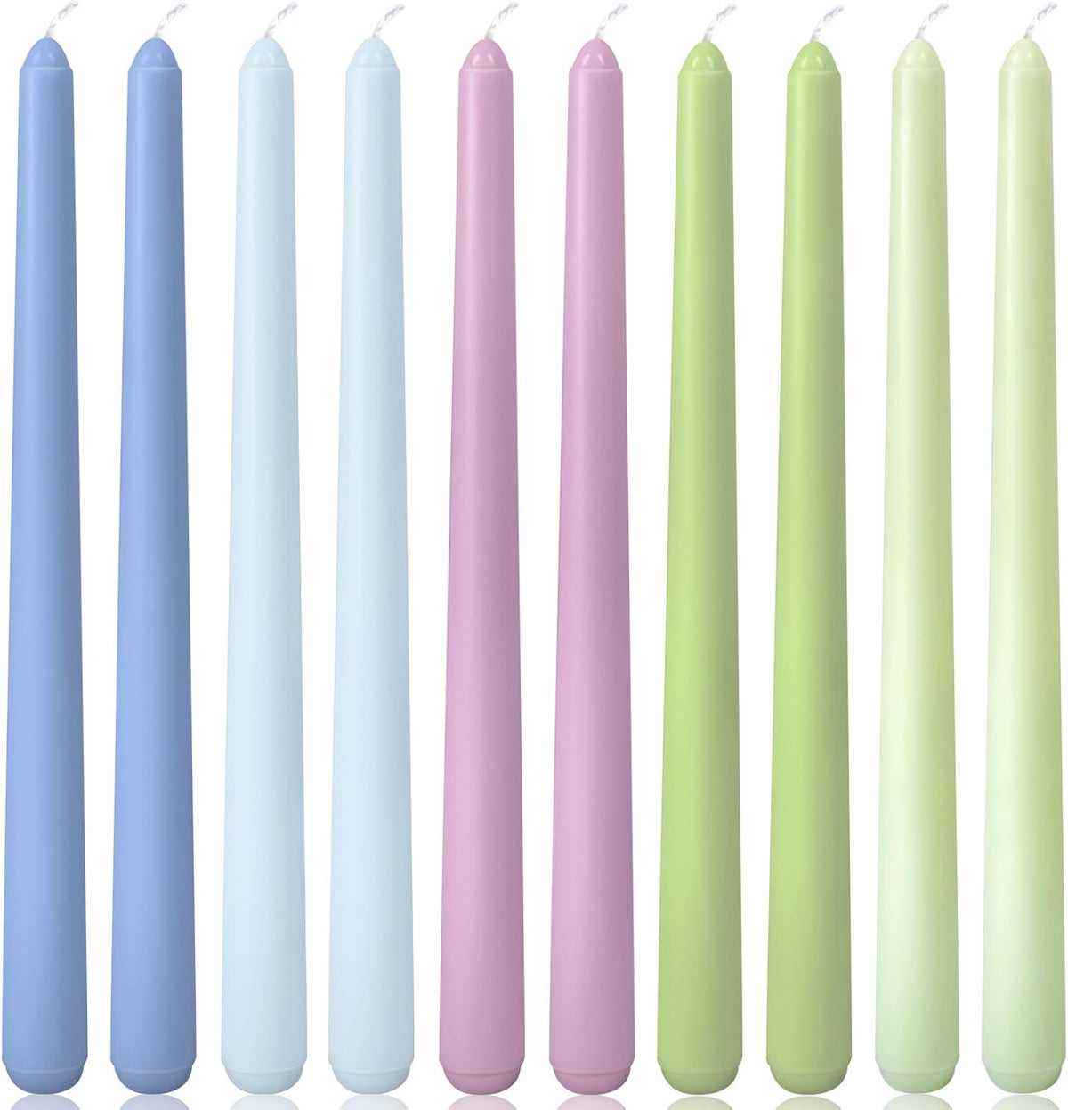 10 Inch Taper Candles Set - 10 Pack Unscented Colored Candle Sticks, 5 Colors x 2, Dripless and Smokeless, Long Burning 7-8 Hours Tapered Candle, Ideal for Dinner, Wedding, Home Decor