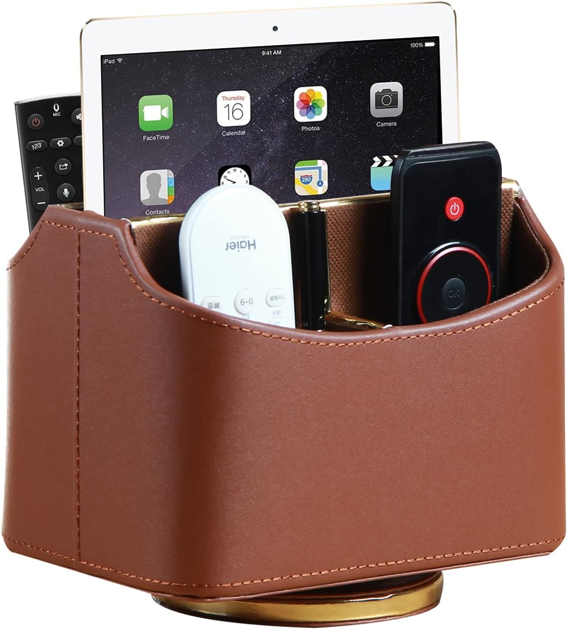 360° Swivel Remote Control Holder,TV Remote Caddy for Nightstand Table,Gold