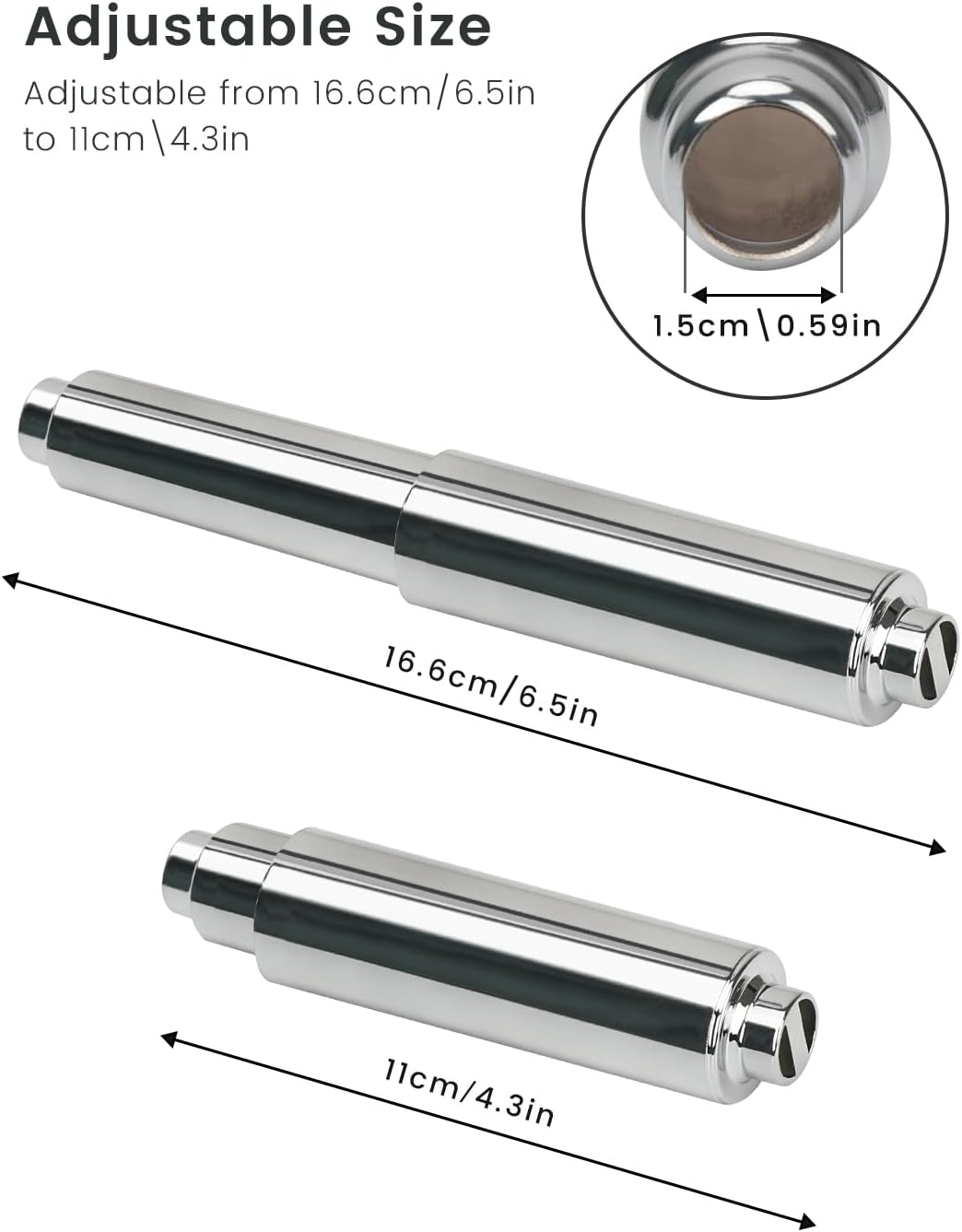Toilet Paper Holder Roller Replacement, 2Pcs 6.5inch Plastic Toilet Paper Spring Rod Toilet Tissue Holder Replacement Spindle Replacement Rod fits Extra Large Bathroom Tissue Rolls (Silver)