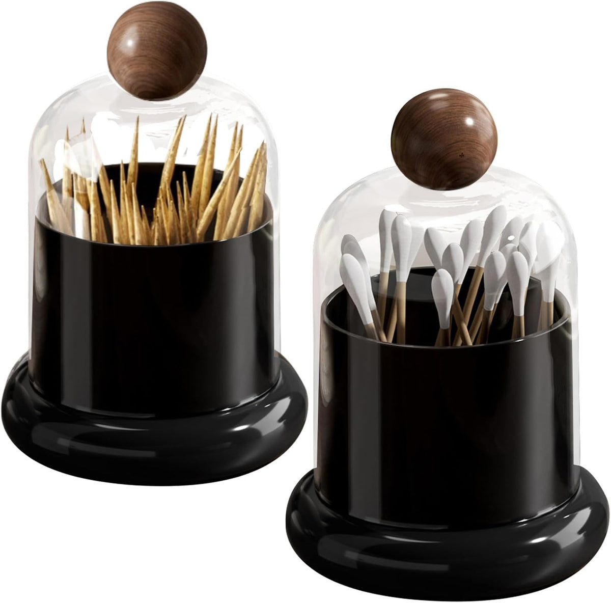 2 Pack Qtip Holder Dispenser,Bathroom Organizers and Storage，2 Black