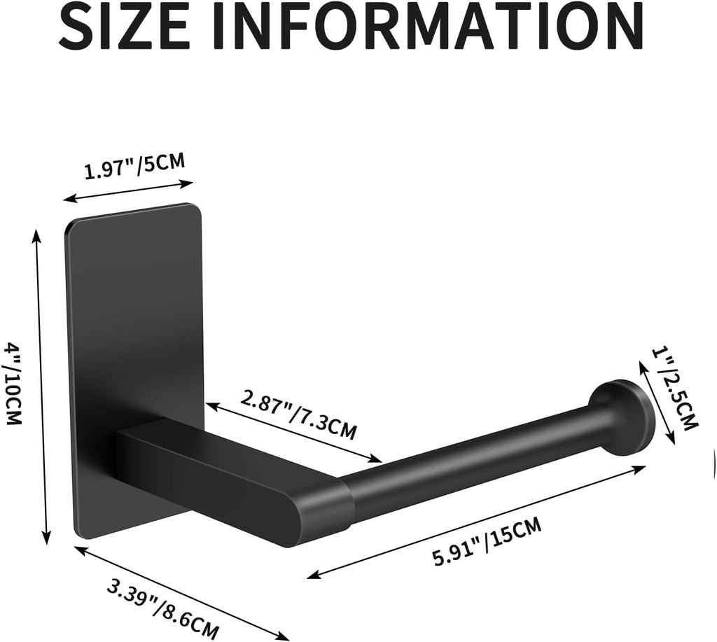 STWWO Toilet Paper Holder Self Adhesive, Extra-Wide Gap, Matte Black
