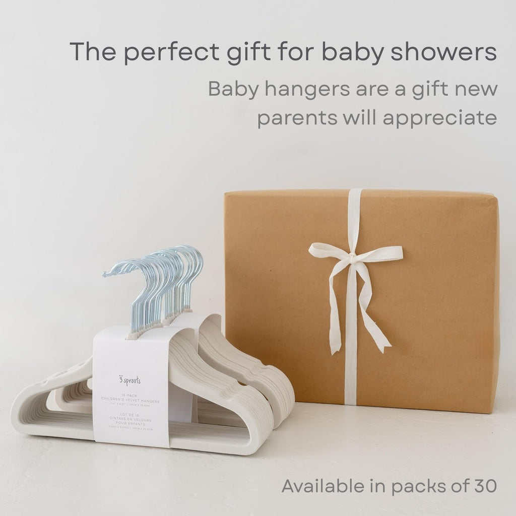 3 Sprouts Velvet Baby Hangers, Non Slip Slim, Light Green, 30 Pack