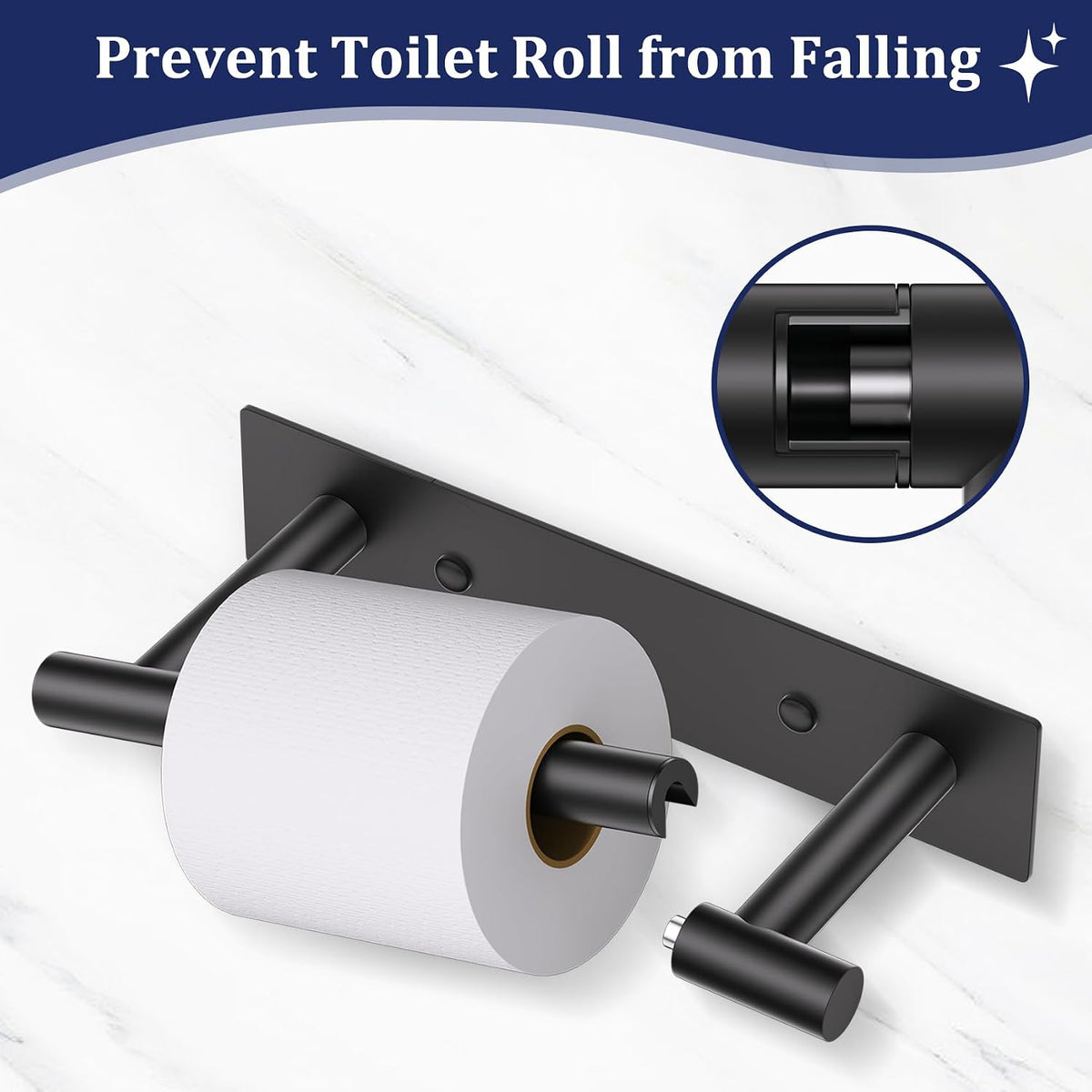 Lairuier Matte Black Toilet Paper Holder, Adhesive or Screw Wall Mount
