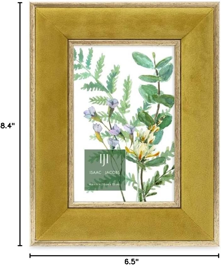 Isaac Jacobs 4x6 Mustard Velvet Picture Frame w/Metallic Gold Double Border
