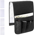 RETON Sofa Armrest Organizer 5 Pockets & 8 Hook‑and‑Loop Fasteners (Black)