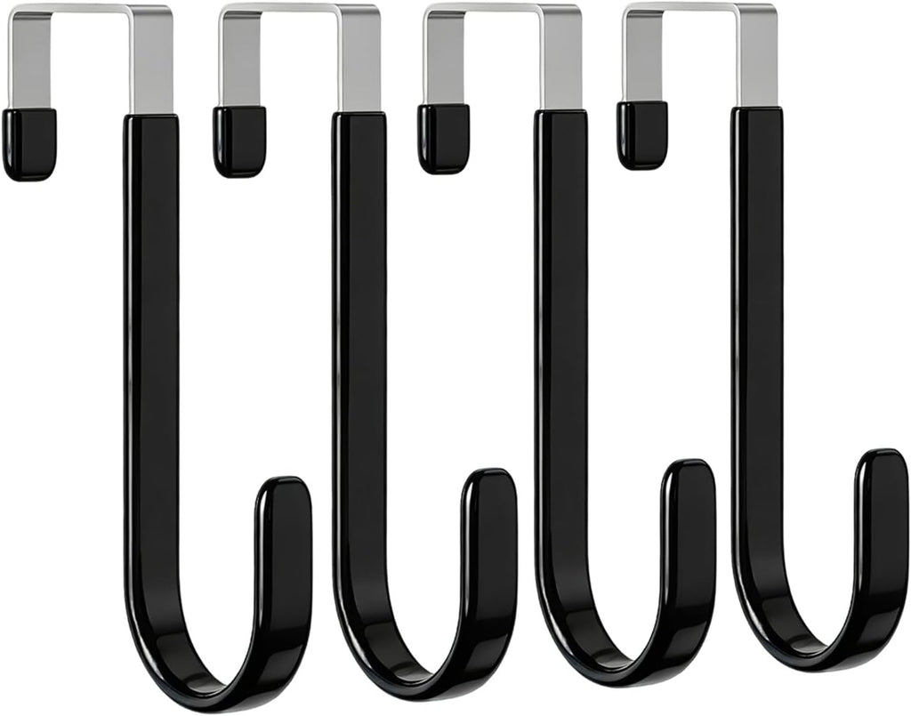 Over the Door Hooks, Anti-Scratch Over the Door Hanger for Towels, Robes, Jackets and Keys, Heavy-Duty Storage Solution for Bathrooms, Bedrooms, Kitchens, Laundry Rooms, and Closets.