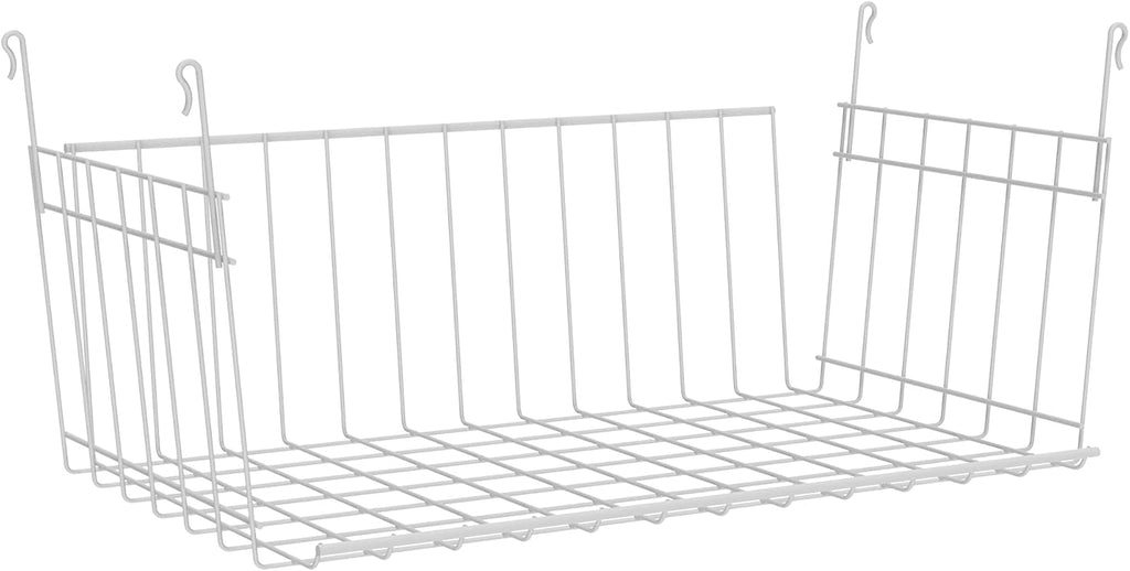 ClosetMaid Wire Hanging Shelf Basket for Storage, Organization in Closet or Pantry, No Assembly or Installation, Durable, 10.68" D x 18.39" W x 7.99" H, White & 3937 Packet Pal, White