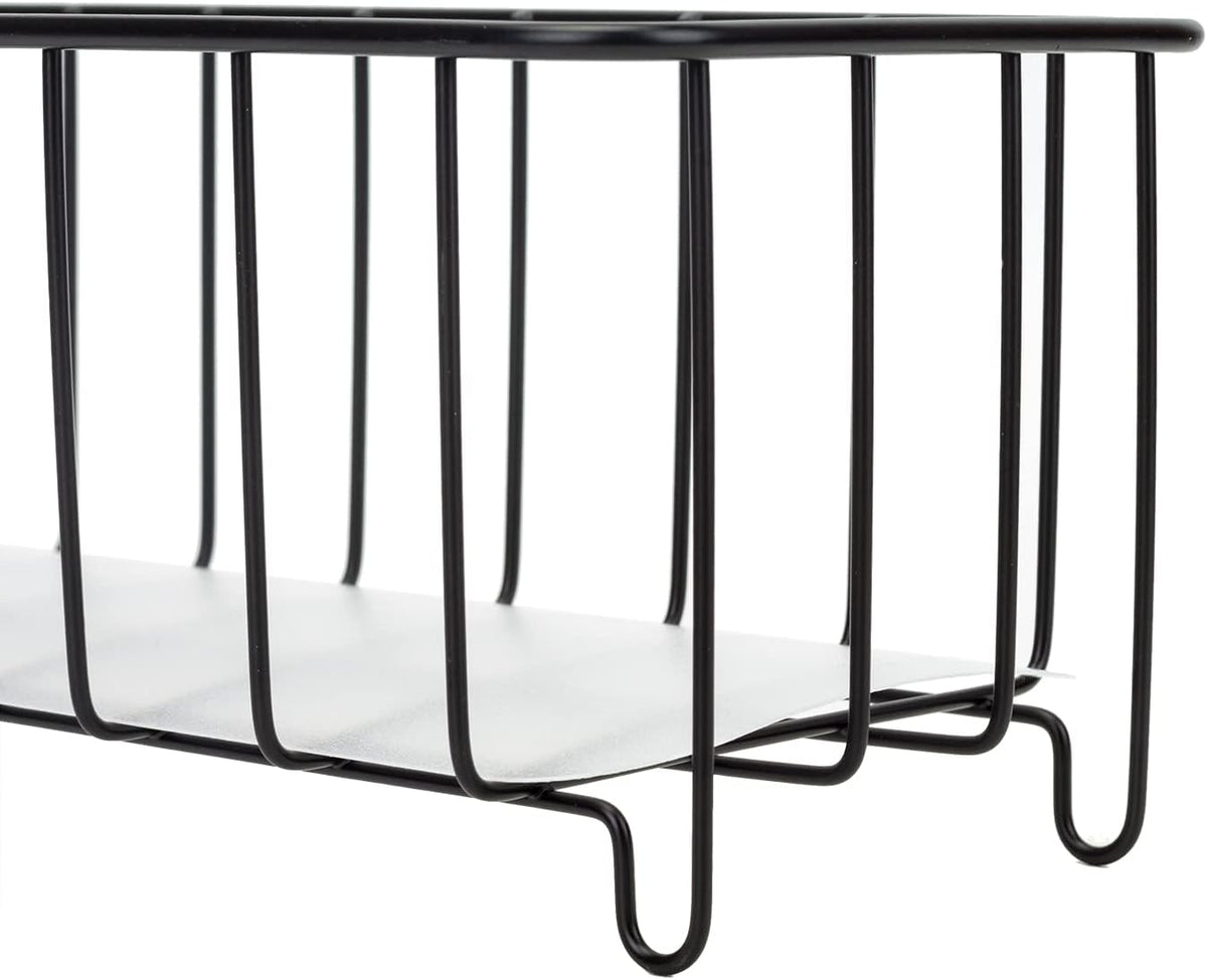 HANZE [Set of 3 Small Metal Wire Storage Organizer Basket Bins, Baskets for Household Purposes - Black