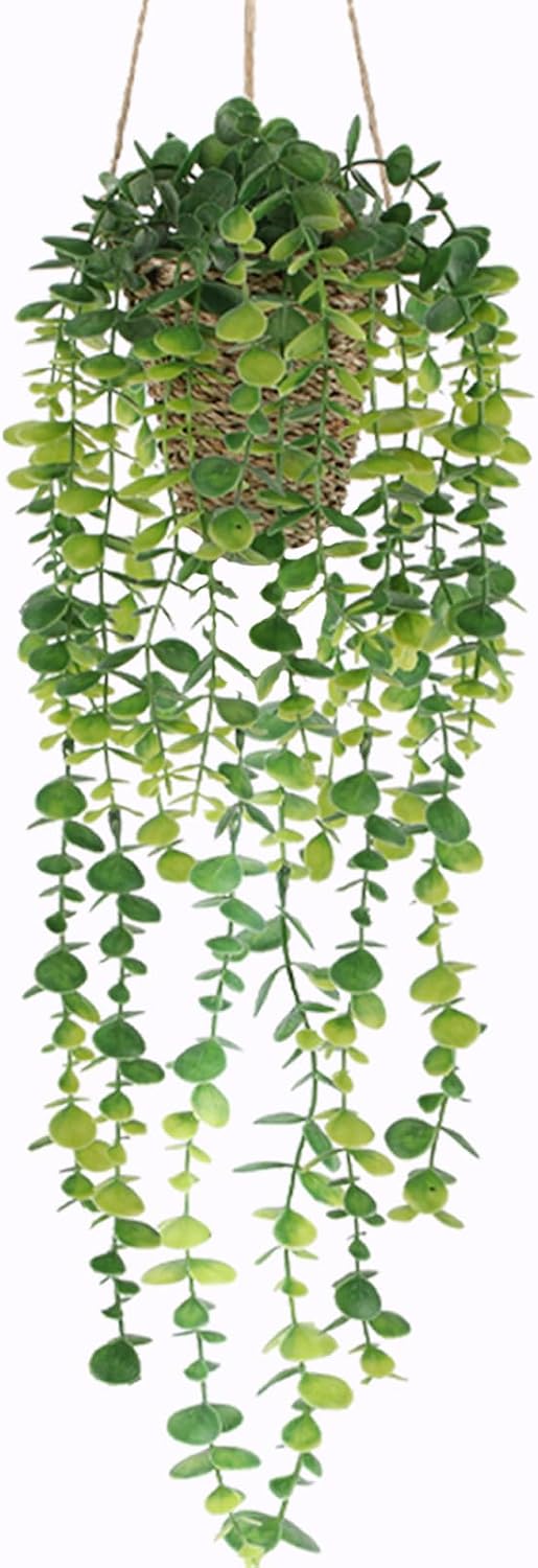 Nisoger Artificial Hanging Plants with Basket for Indoor Outdoor Decor