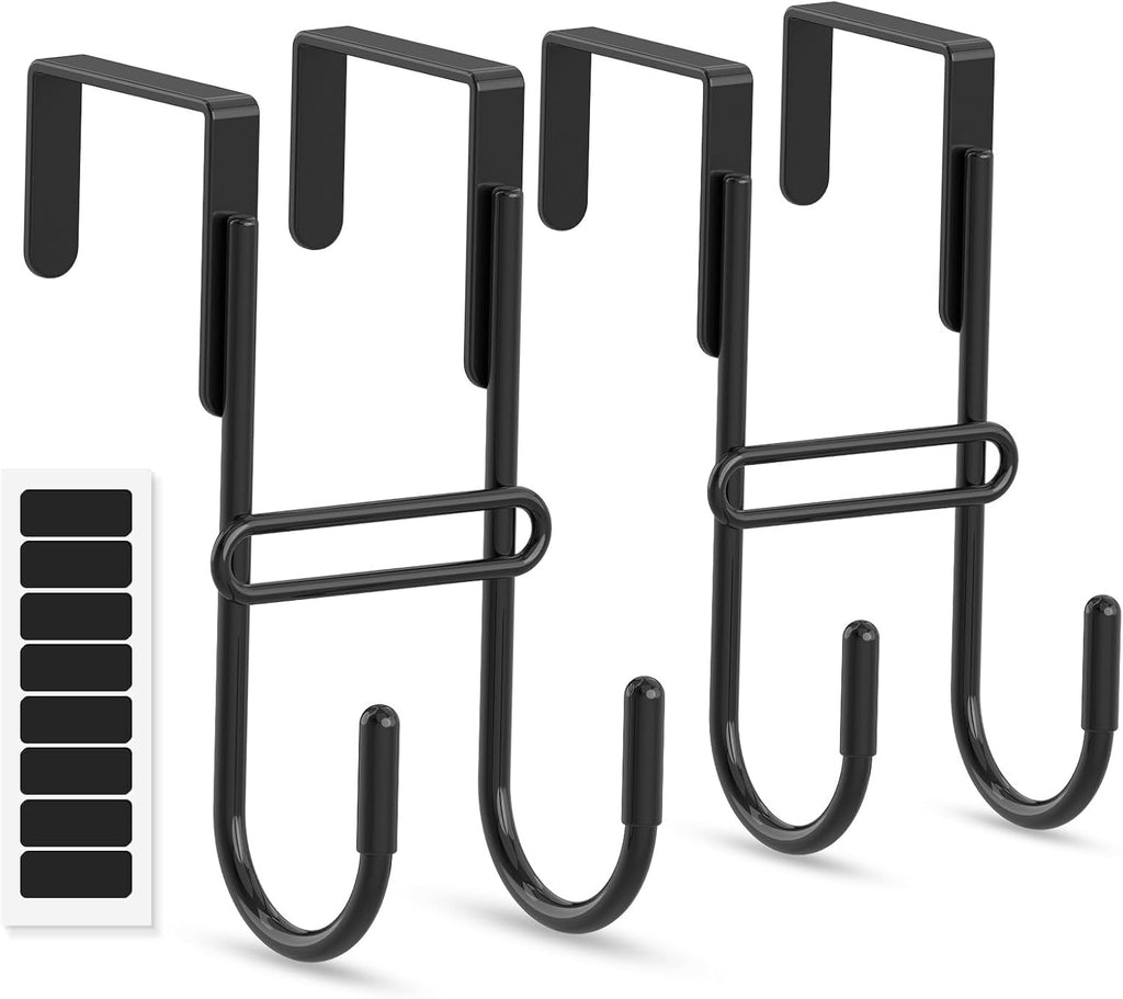 FYY Over the Door Hooks - Heavy Duty Double Hanger,Fits 1.5 in Door, 2 Pack