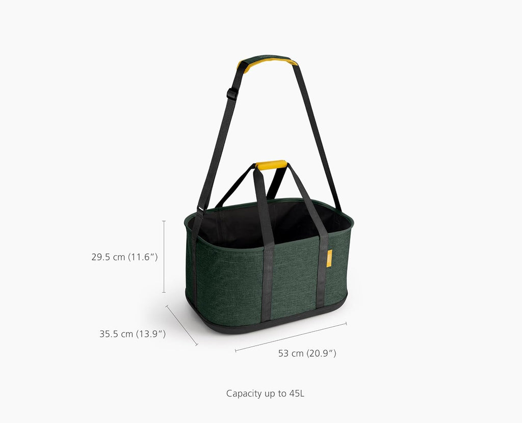 Joseph Joseph Hold-All Collapsible 45L/11.89 Gallon Outdoor Washing Laundry Basket with Shoulder Strap, Durable Fabric, Waterproof Base (Dark Green)