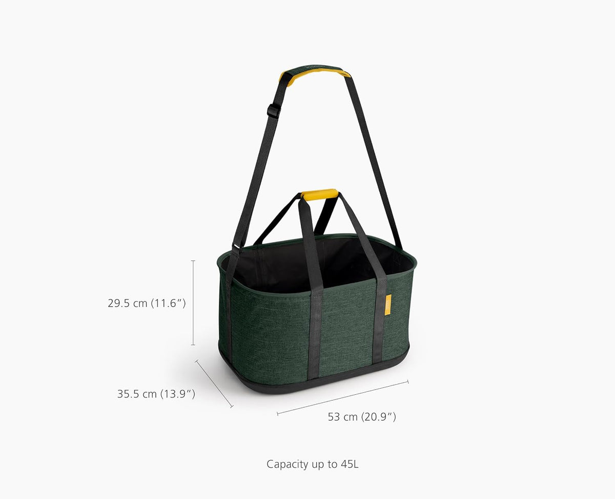 Joseph Joseph Hold-All Collapsible 45L/11.89 Gallon Outdoor Washing Laundry Basket with Shoulder Strap, Durable Fabric, Waterproof Base (Dark Green)
