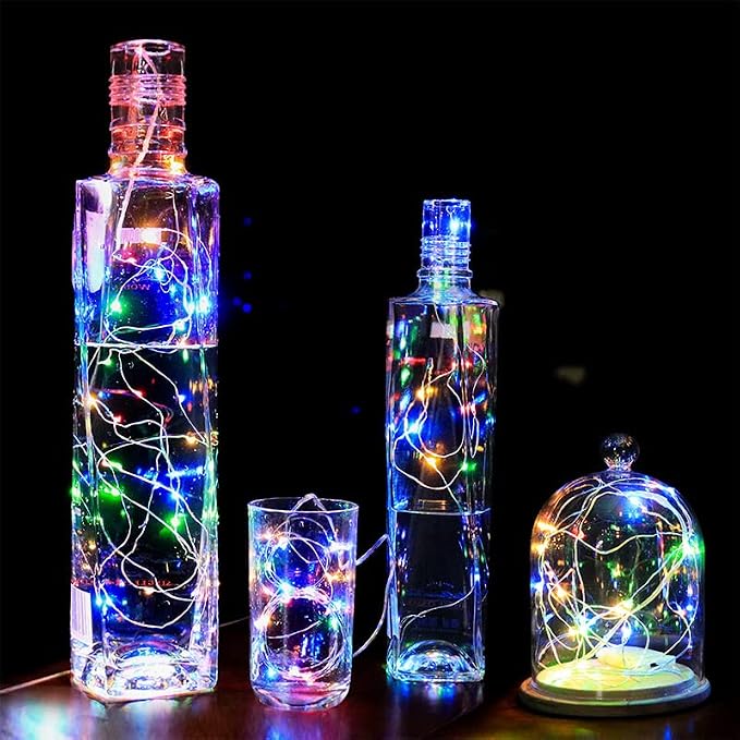 BXROIU Battery Fairy Lights, 6 Pack 20 LED Multi-Colour Silver Wire