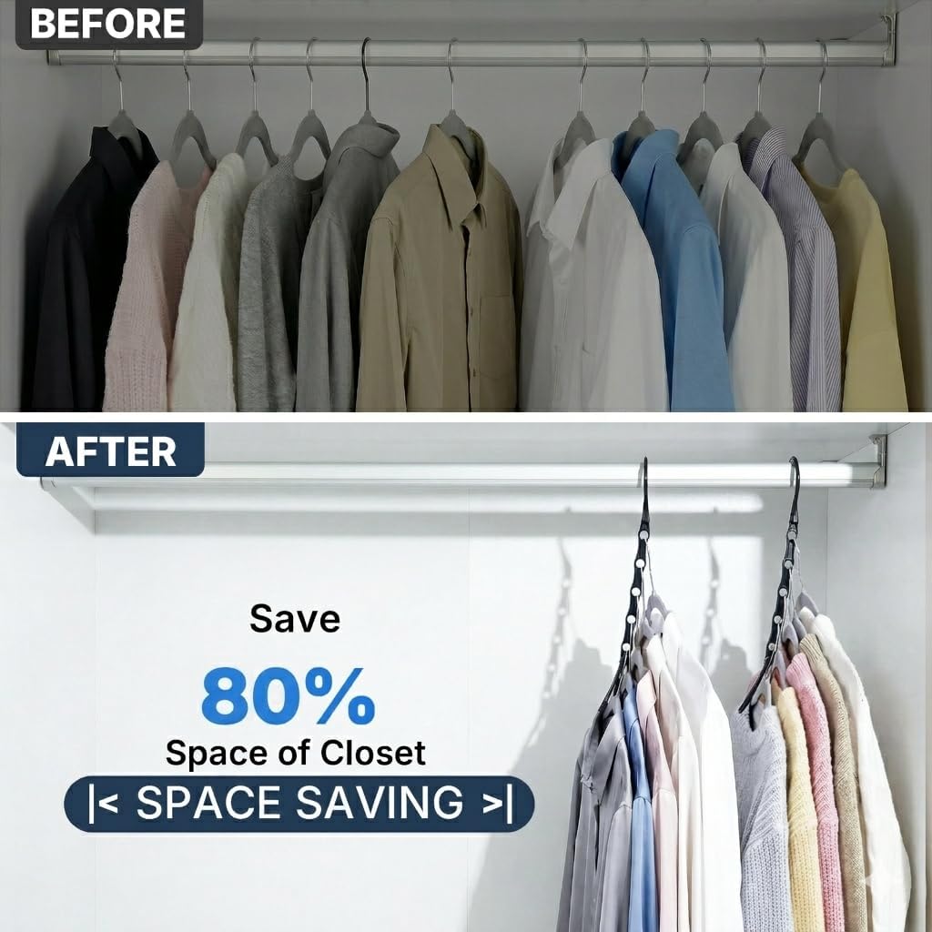 HOUSE DAY 10 Pack Closet Organizers and Storage with 5 Holes for Cascading