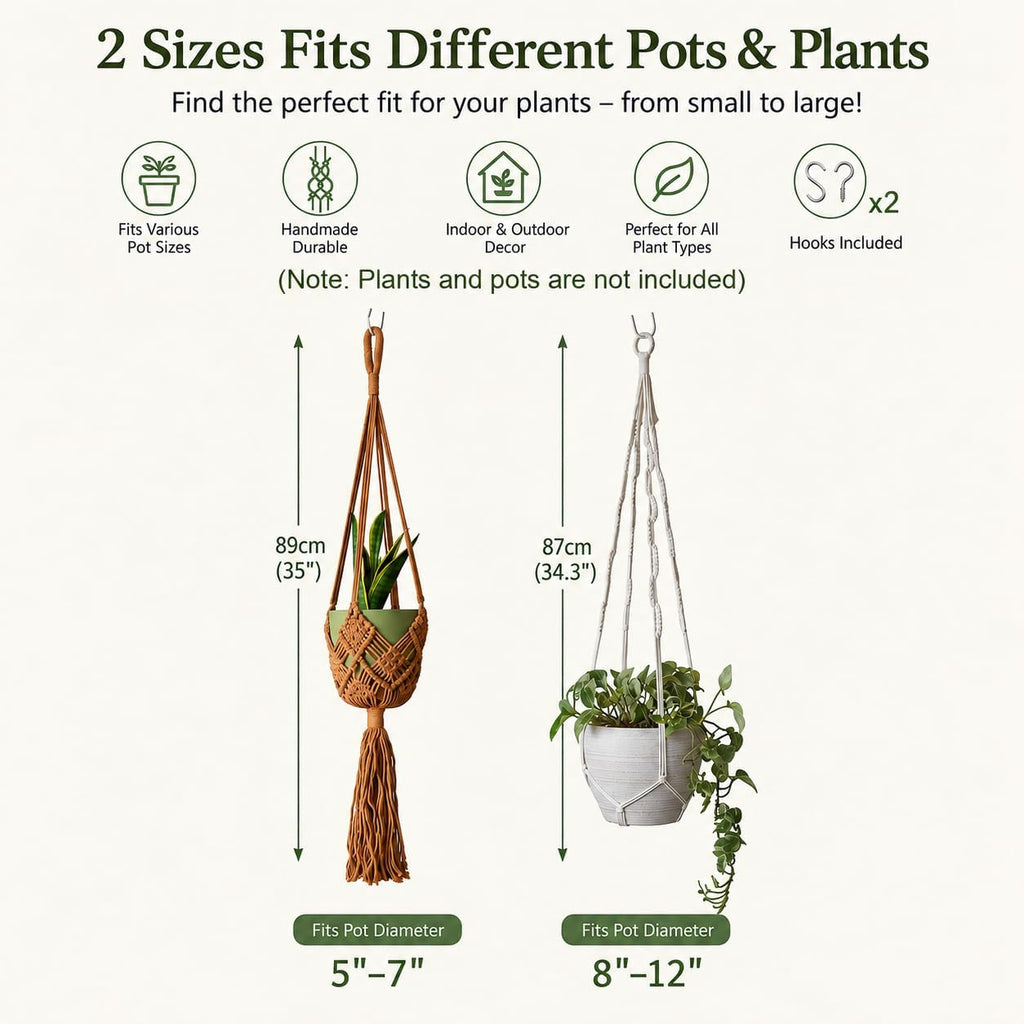Bouqlife 2 Pack Macrame Plant Hangers Indoor Hanging Plant Holders
