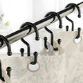 Bathway Black Plastic Shower Curtain Hooks, 24 Double Shower Curtain Rings