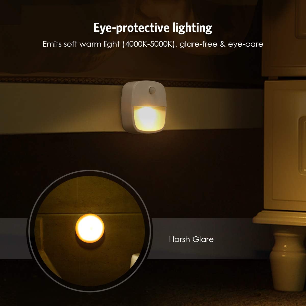AMIR Upgraded Motion Sensor Stair Light Indoor (Warm White - Pack of 6)