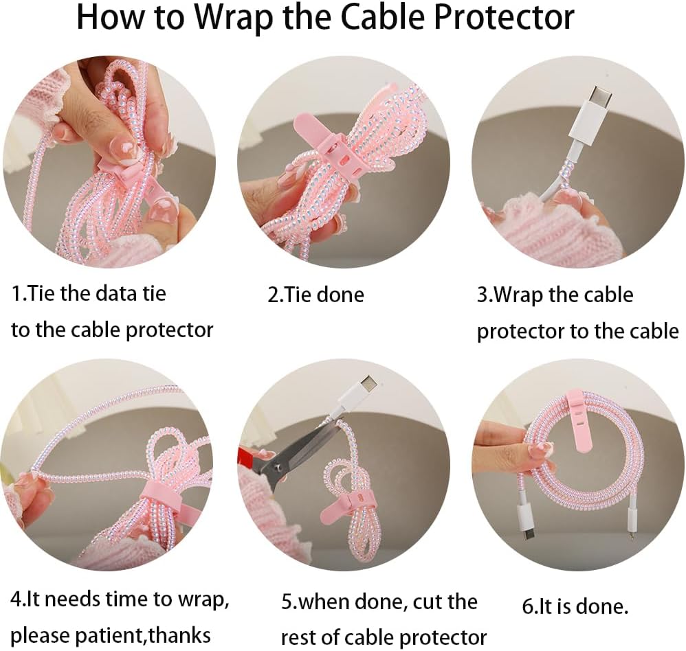 4.8M(15.75FT) Spiral Cable Protector, Multicolor Suitable for Most Phone/Pad/Laptop USB Wire Cord Savers Protection Cover Anti-Break Wrap Charger Data Line Cables Sleeves, Ordinary Pink