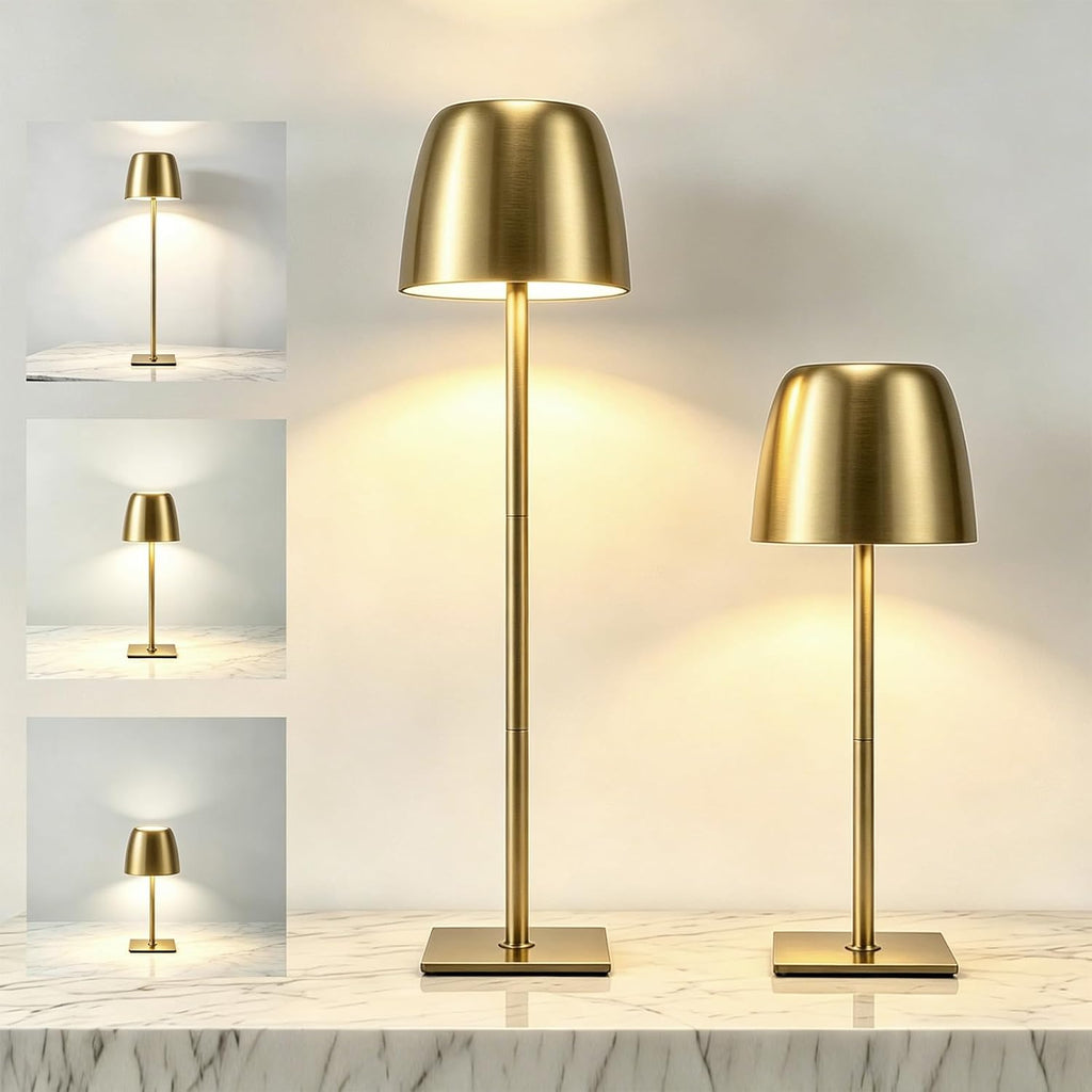 Cordless Table Lamps Rechargeable, Gold, 2-Pack