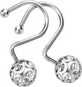 MitoVilla 24 Pcs Set Silver Shower Curtain Hooks, Metal Shower Hooks for Shower Curtain & Liner, Hollow Ball Rust Proof Shower Rings for Curtain Accessories and Bathroom Shower Rod