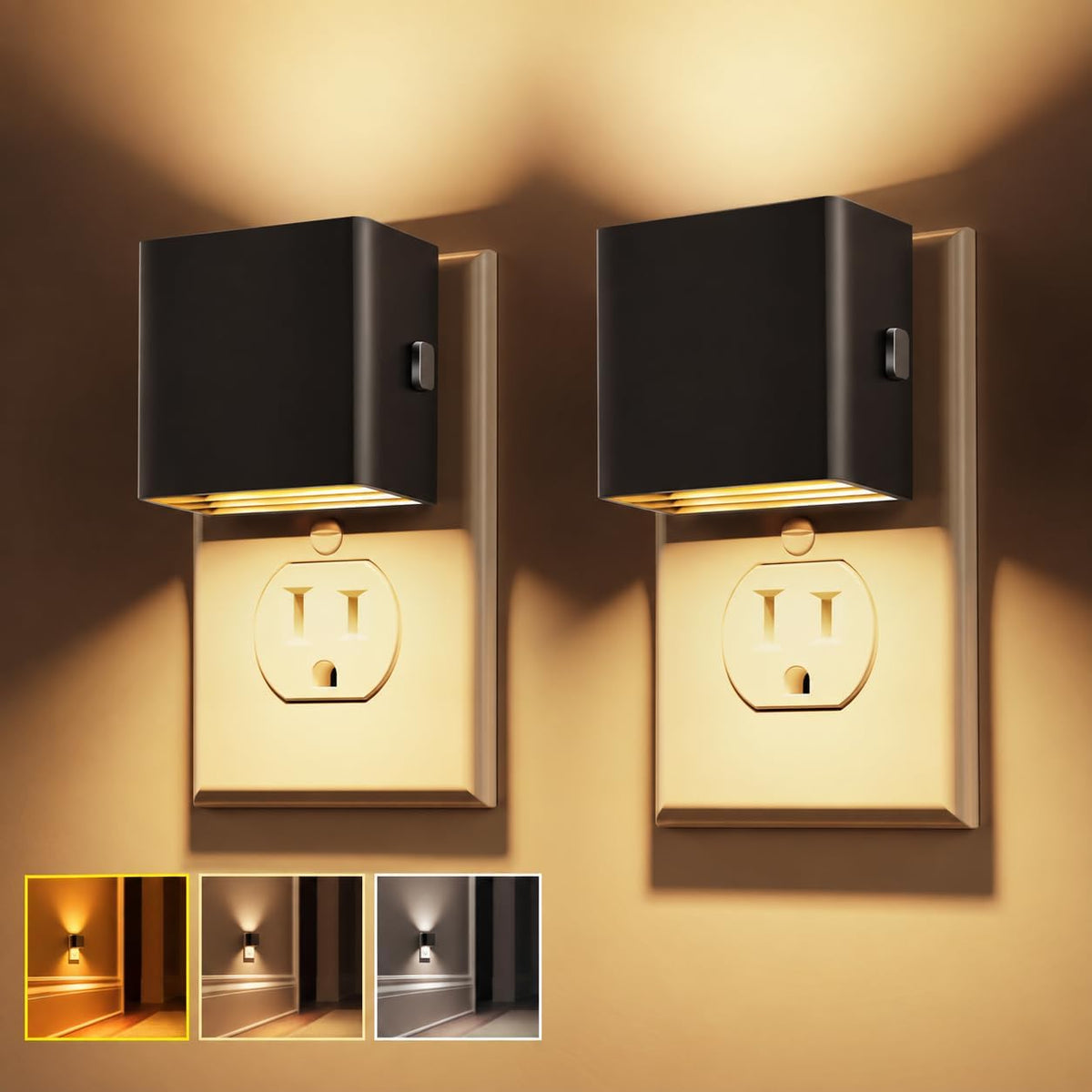 L LOHAS LED Night Light Plug into Wall, Dusk to Dawn Sensor, Dimmable