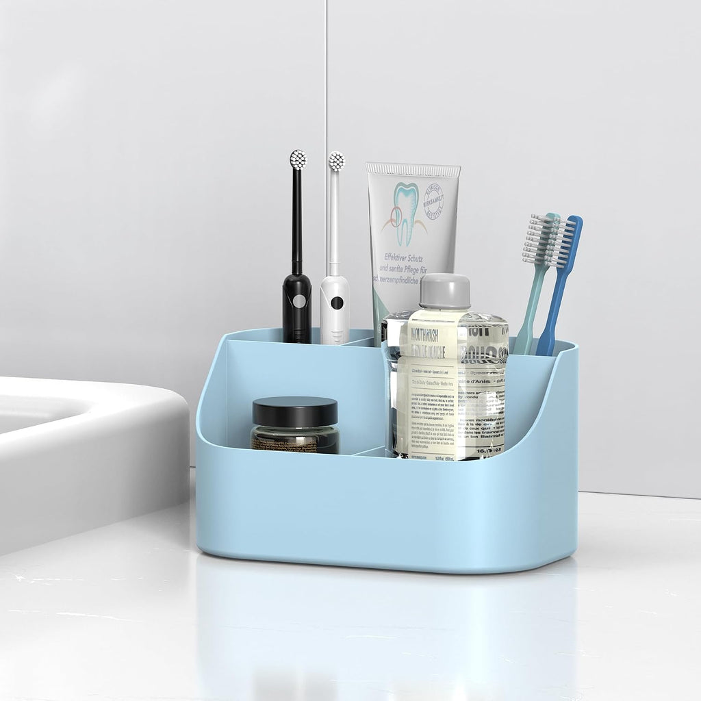 5 Slots Countertop Plastic Toothpaste and Toothbrush Holder for Bathroom