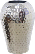 Hosley 10 Inch High Hammered Iron Vase - Handcrafted by Artisans Using Centuries-Old Hammer Pattern Techniques for Floral Arrangements Rustic Charm and Cultural Richness in Your Home Decor Embrace