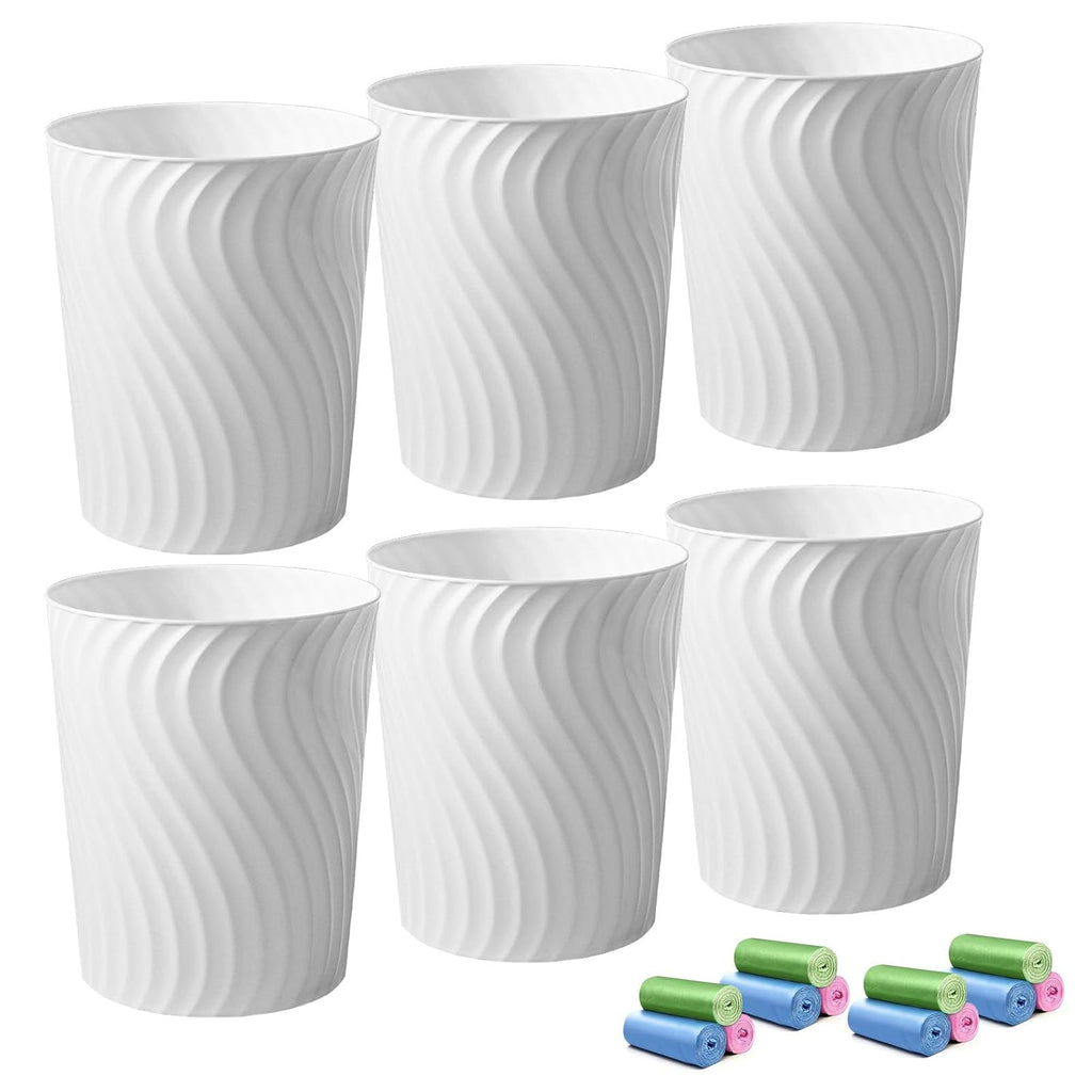 YGJT Small Trash Can, 6 Pack 1.8 Gallons Bathroom Trash Can with Trash Bags