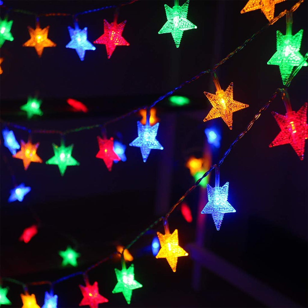 Star String Lights Battery Operated,16.4FT 50LED Waterproof Fairy Lights,Battery Powered Christmas Lights with 8 Modes Remote Control & Timer for Indoor Outdoor Bedroom Tent Party Multicolor