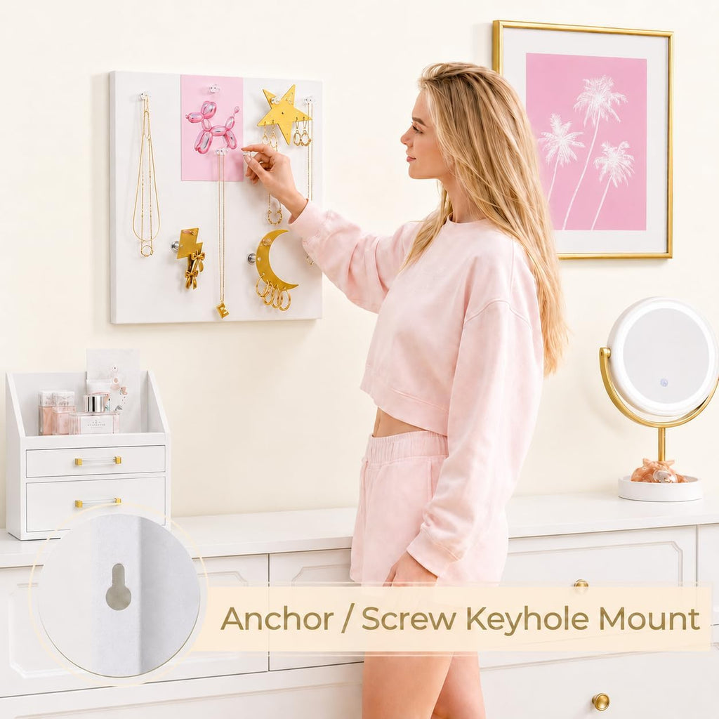 Magnetic Wall Mounted Jewelry Organizer | Hanging Jewelry Storage | Preppy Jewelry Holder For The Wall | Trendy Jewelry Storage Solutions For Girls & Young Adults