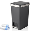 UUJOLY Small Bathroom Trash Can with Lid Step Pedal, 2.6 Gallon, Dark Grey