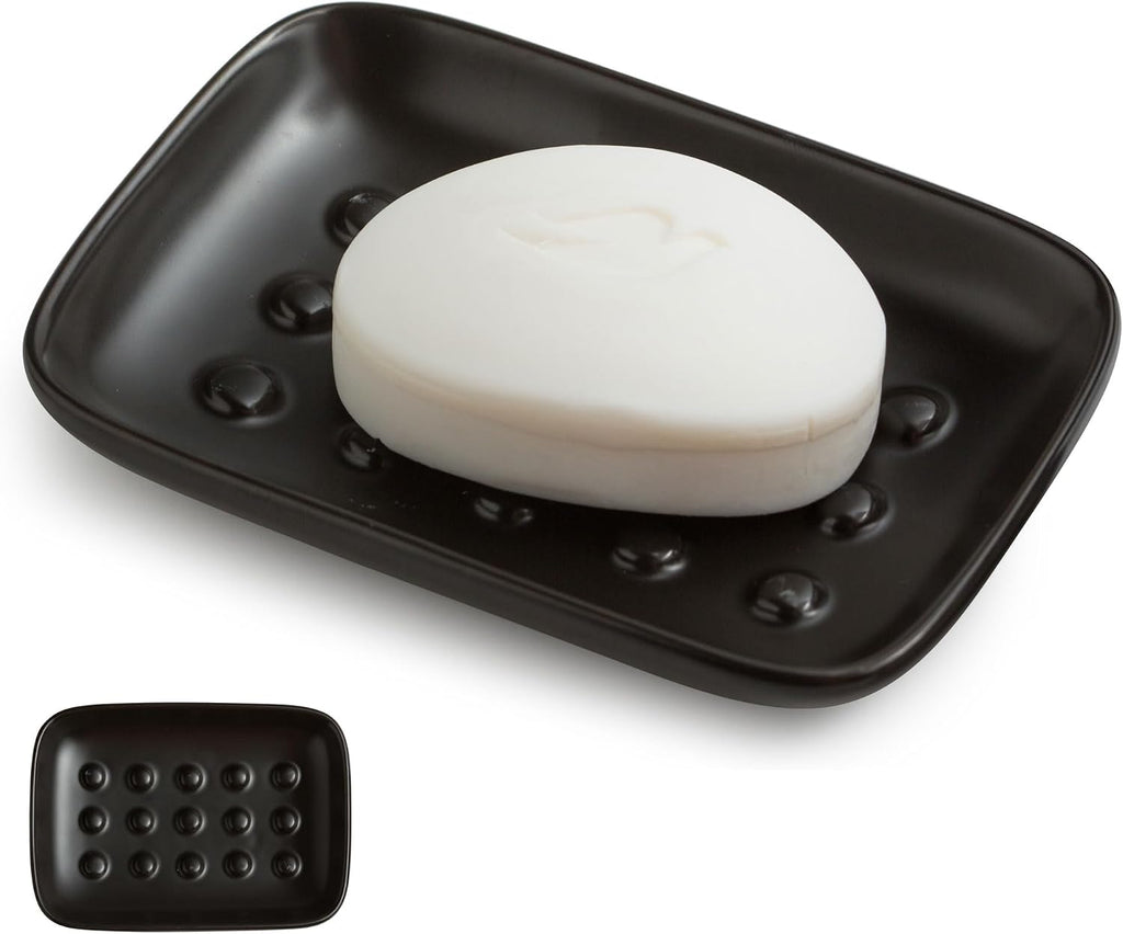 Miamolo Soap Dish for Shower, Ceramic Soap Holder for Bath, Save Soap Loss