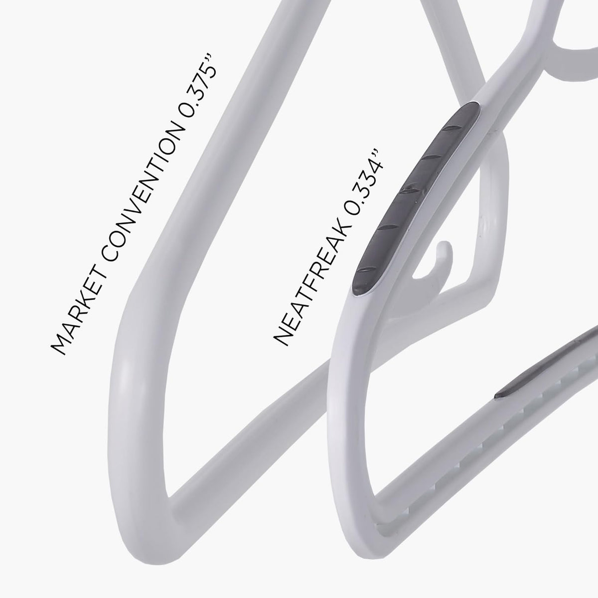 Neatfreak Slim Non Slip Hangers - Space Saving Set of 10 With Lingerie Hooks and Pants/Accessories Bar - Patented W Frame White Plastic Hangers