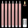 GenSwin Flameless Taper Candles LED Battery Operated Remote Timer Pink