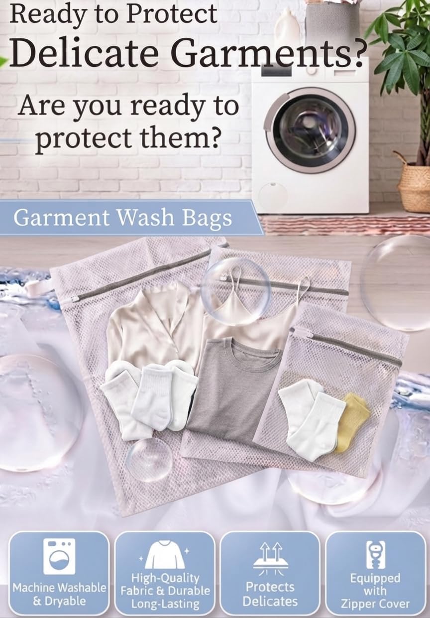 Laundry Bag (L, M, S) Durable Honeycomb Mesh Bags for Delicates