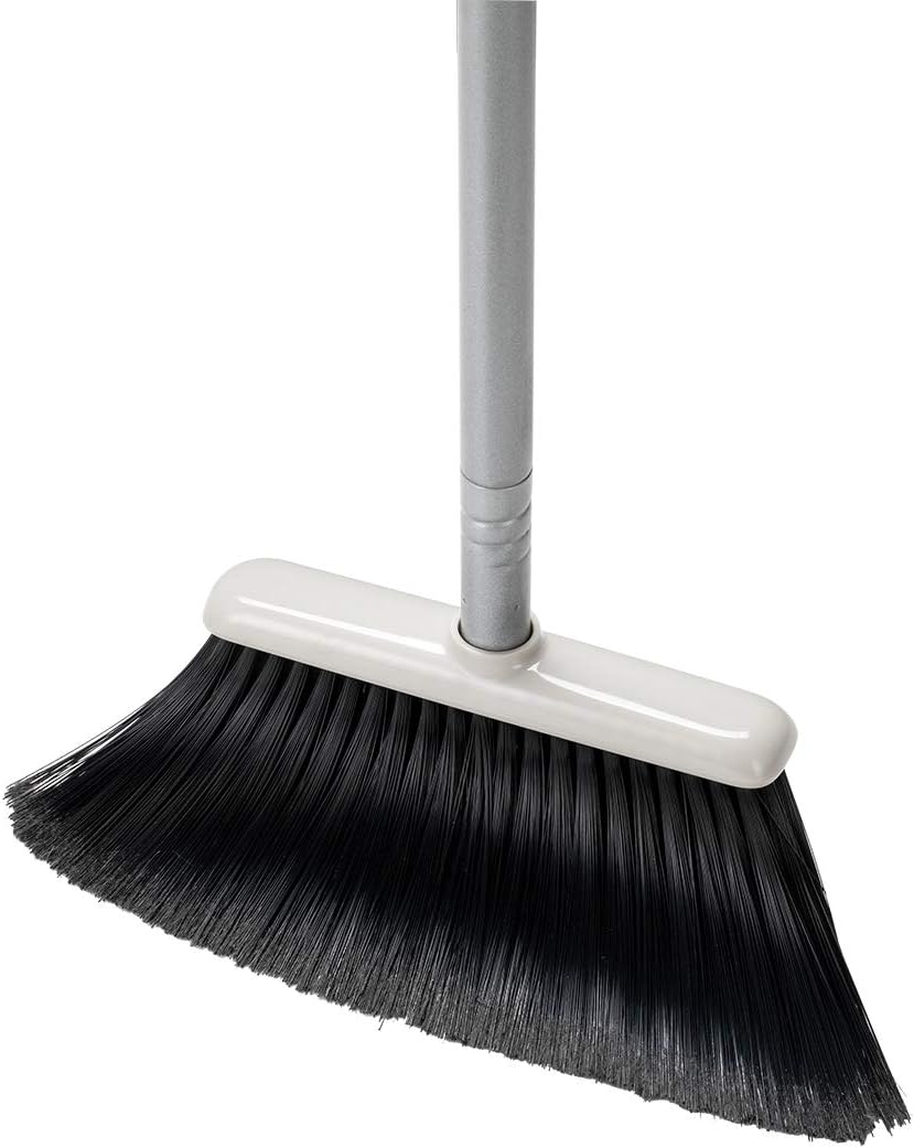 Long Handled Dustpan and Brush, Broom and Dustpan Set, Household Dust pan Combo with 54 Inch Handle for Indoor Outdoor Household Cleaning and Sweeping (Red and White)
